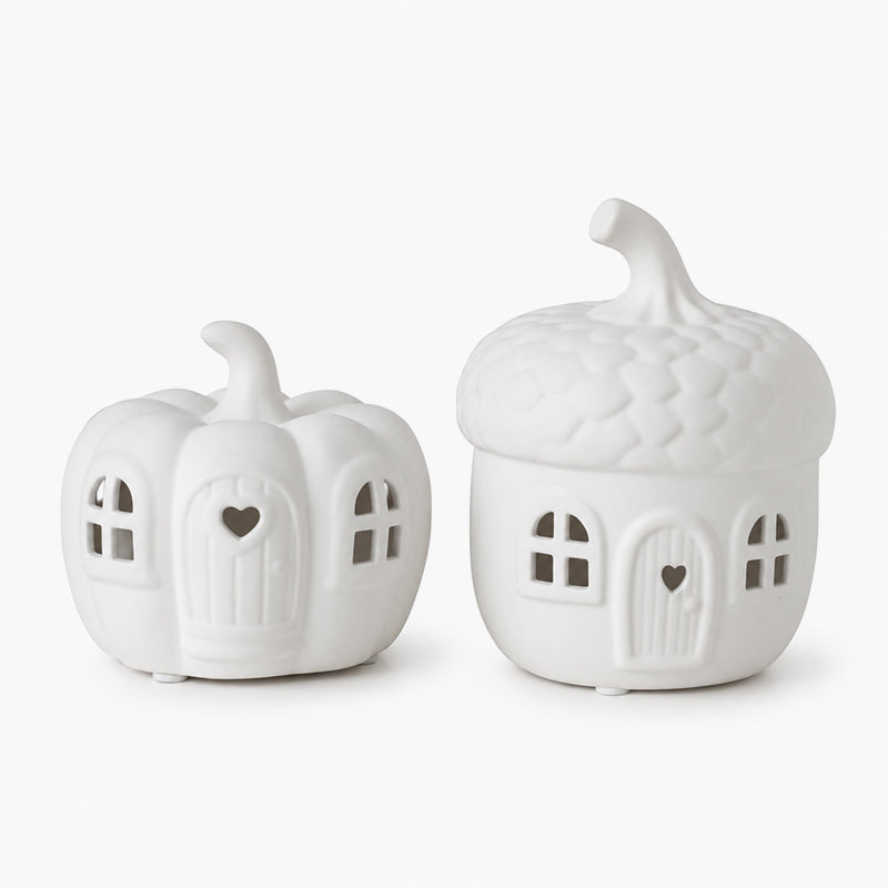 Luminous Pumpkin Acorn House Set – Cozy Halloween LED Tabletop Decor