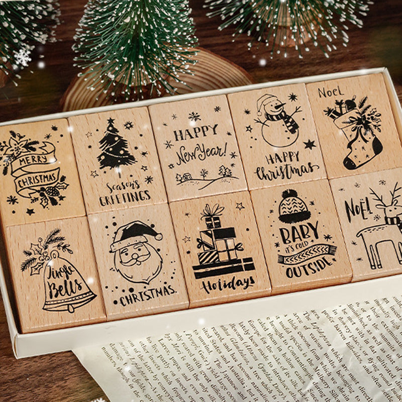 🌿 Botanical Impressions Wooden Stamp Set
