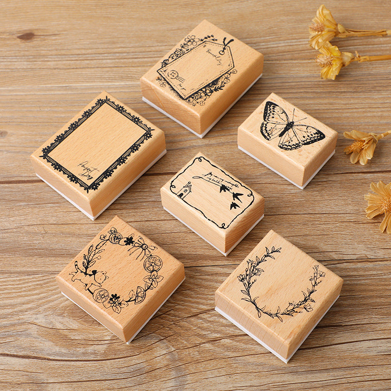 🌿 Botanical Impressions Wooden Stamp Set
