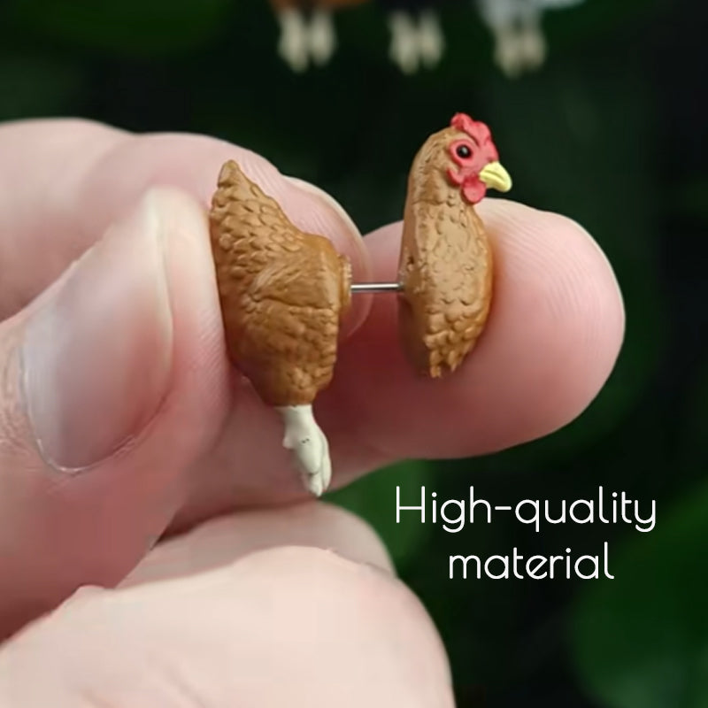 Hand-Painted Chicken Earrings