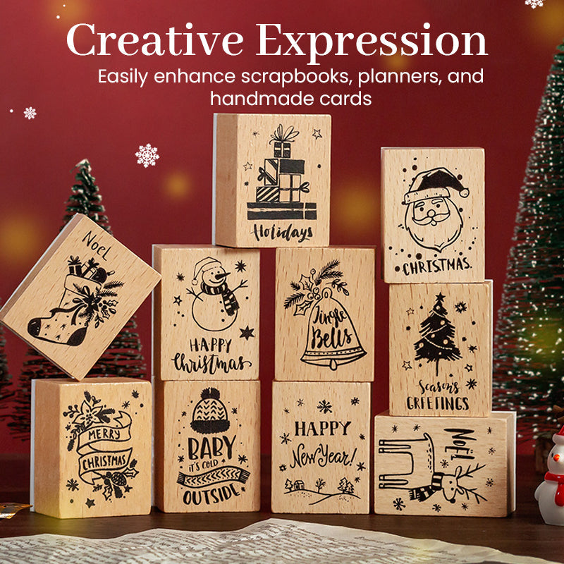 🌿 Botanical Impressions Wooden Stamp Set