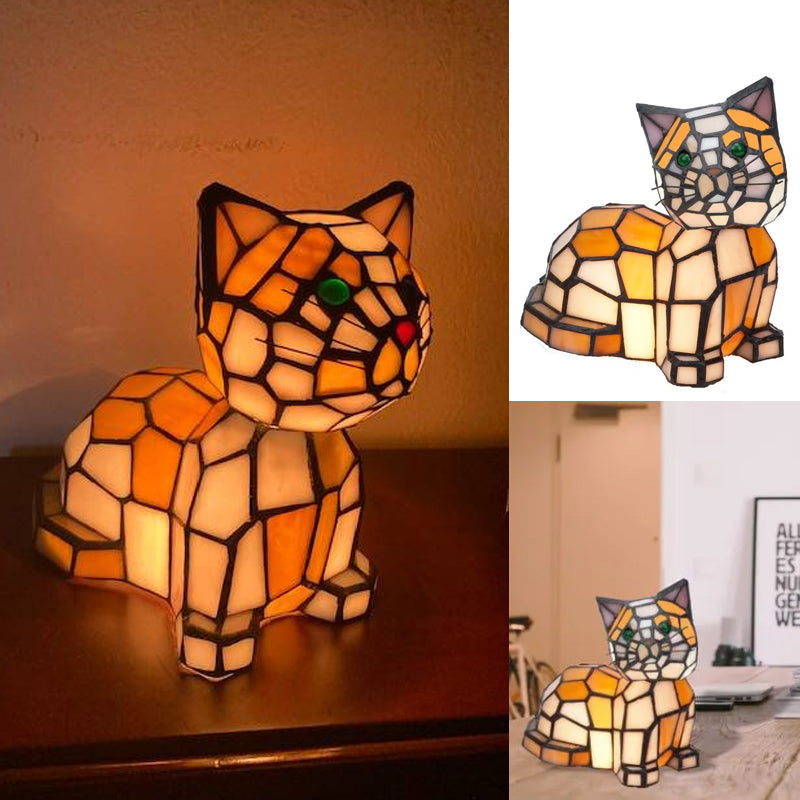 🐾 Stained Glass Cat Lamp – A Cozy Glow with a Soul