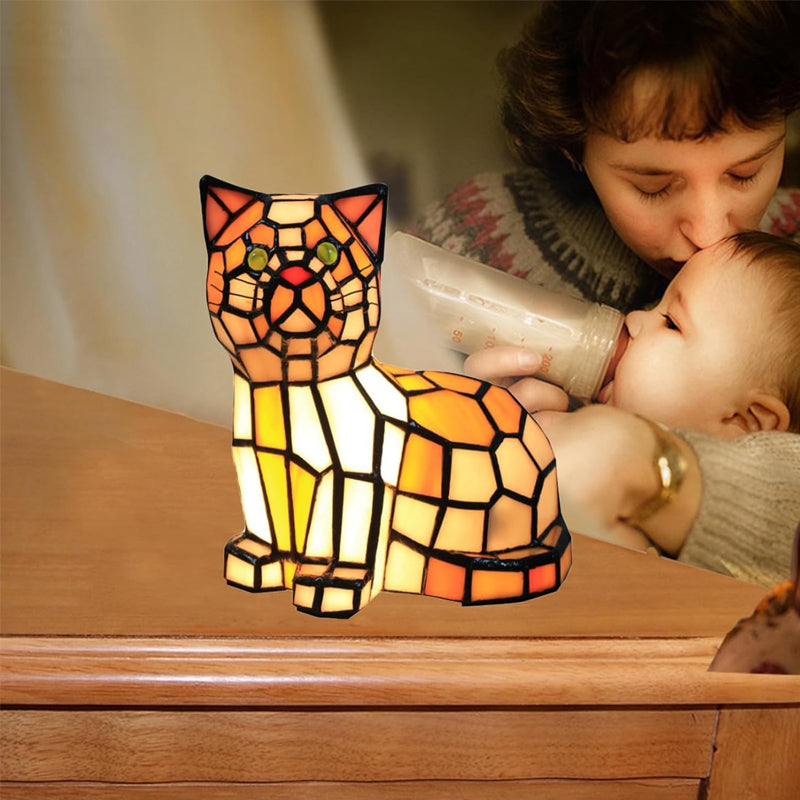 🐾 Stained Glass Cat Lamp – A Cozy Glow with a Soul