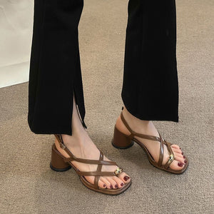 Women's Thick Heel Thong Sandals