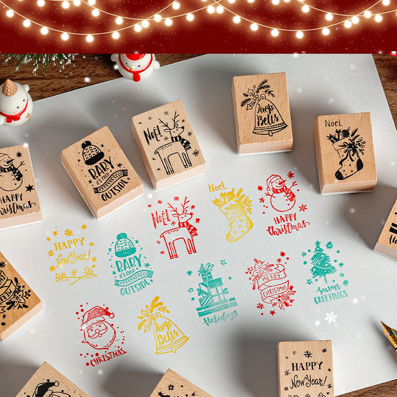 🌿 Botanical Impressions Wooden Stamp Set