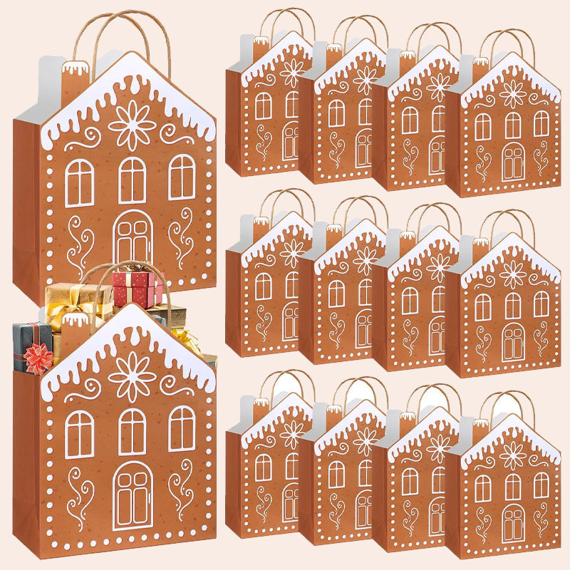 🎄✨ Gingerbread House Gift Bags(5 Pcs)