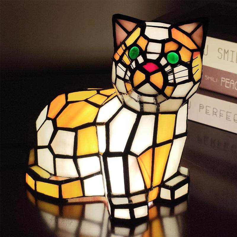 🐾 Stained Glass Cat Lamp – A Cozy Glow with a Soul