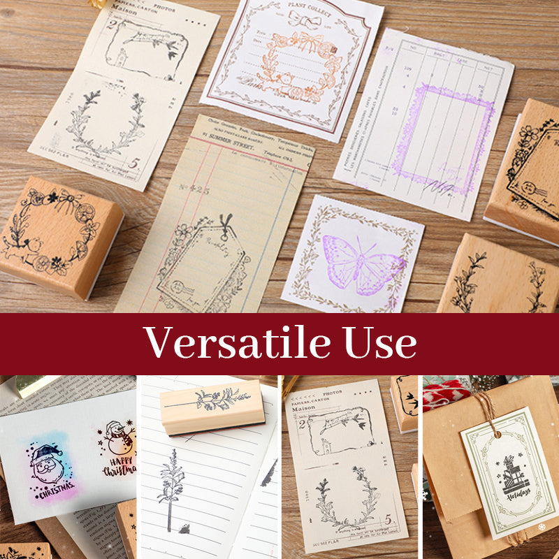 🌿 Botanical Impressions Wooden Stamp Set