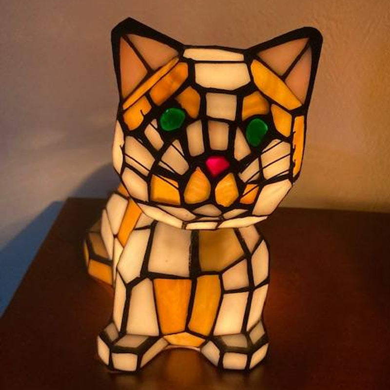 🐾 Stained Glass Cat Lamp – A Cozy Glow with a Soul