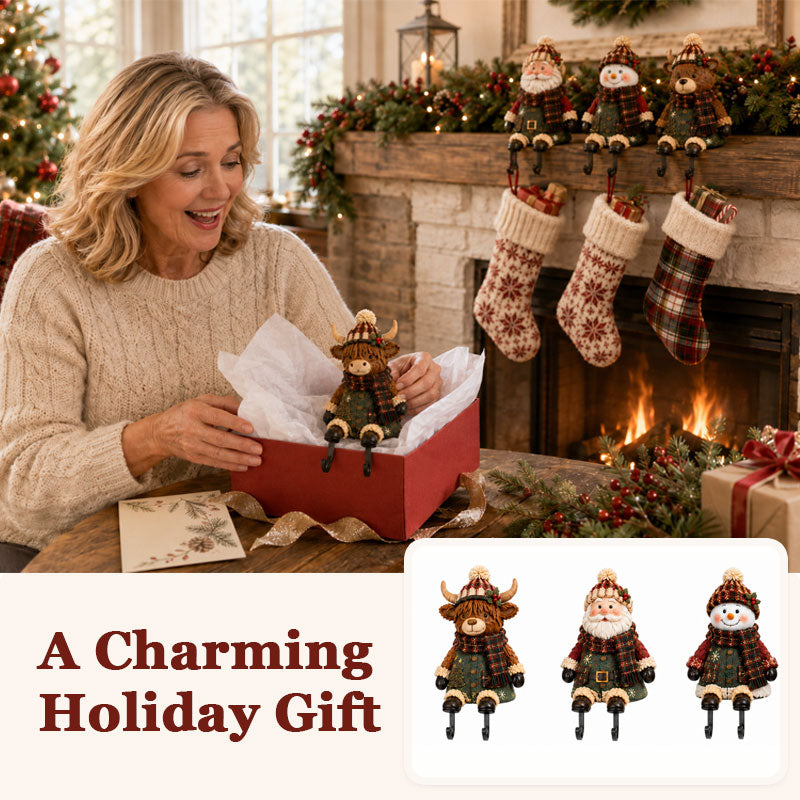 Festive Christmas Stocking Holder Figurines