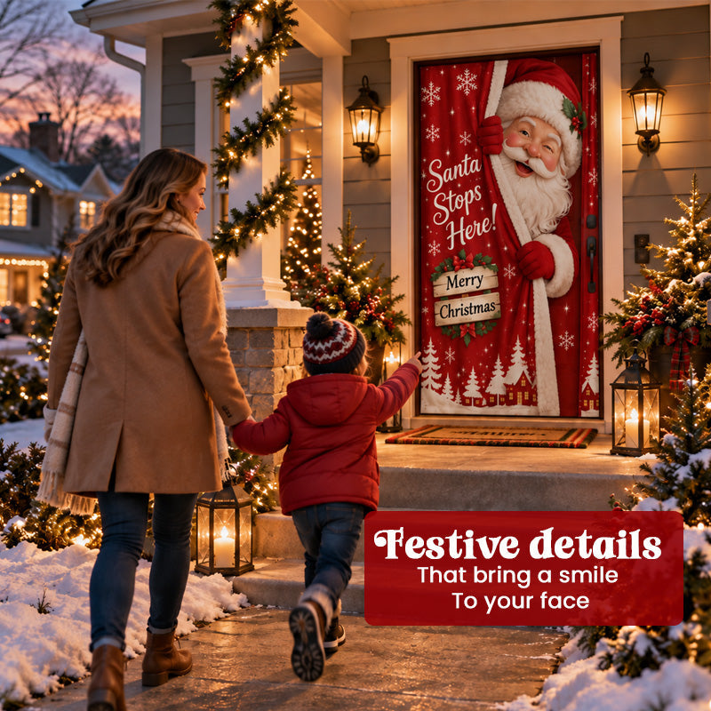 Santa Claus Holiday Welcome Door Curtain(High Elasticity)