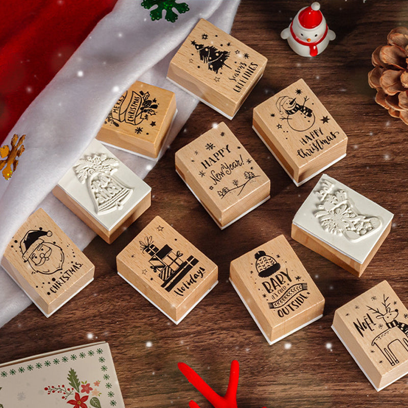 🌿 Botanical Impressions Wooden Stamp Set
