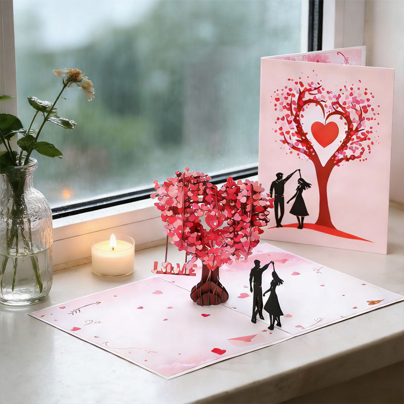 Romantic "Dancing Under the Heart Tree" 3D Greeting Card