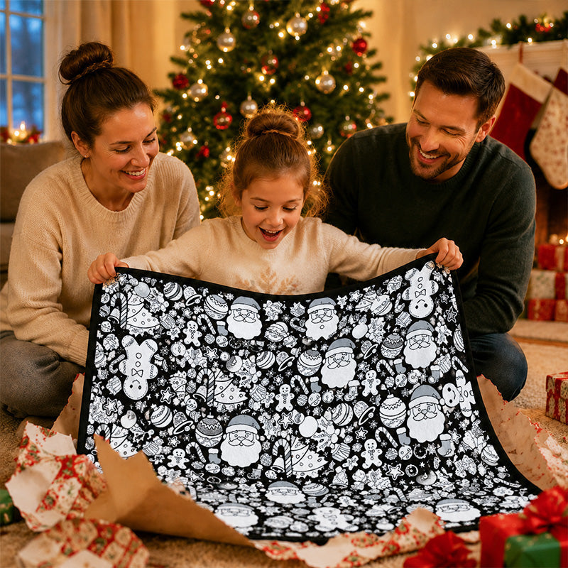 DIY Christmas Coloring Blanket π Santa & Gingerbread Man Holiday Throw