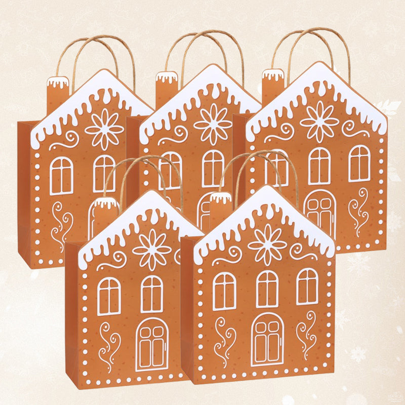 🎄✨ Gingerbread House Gift Bags(5 Pcs)