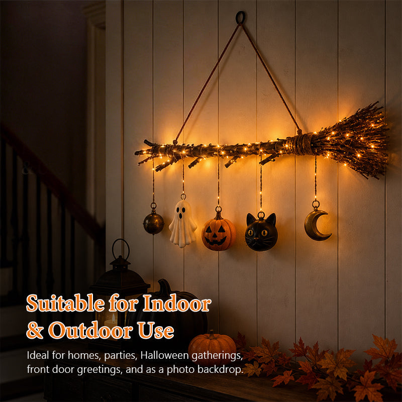 π Halloween Luminous Witch Broom Wall Hanging Decor π§Ή