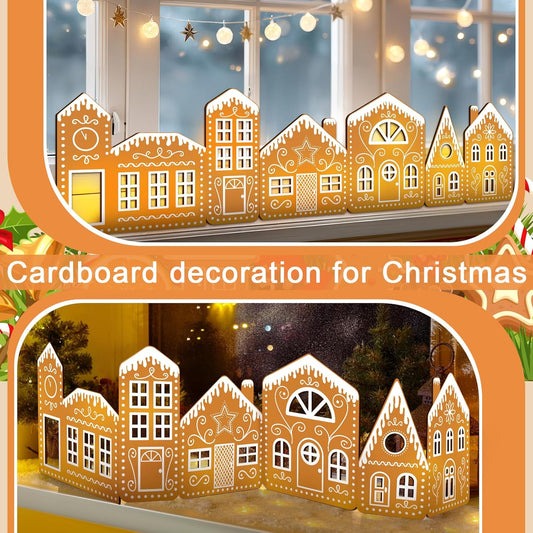Gingerbread Village Magic(2 gingerbread house cardboards + 1 string light)