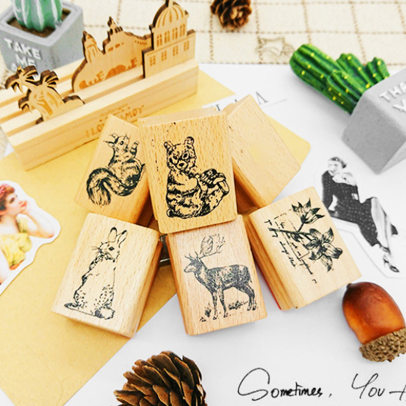 🌿 Botanical Impressions Wooden Stamp Set