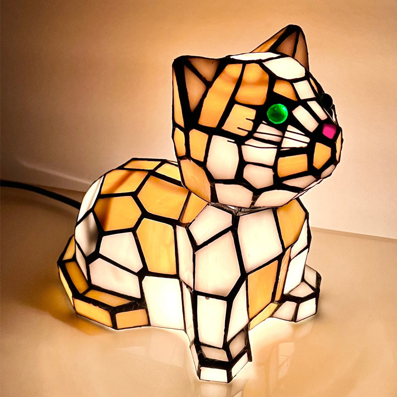 🐾 Stained Glass Cat Lamp – A Cozy Glow with a Soul