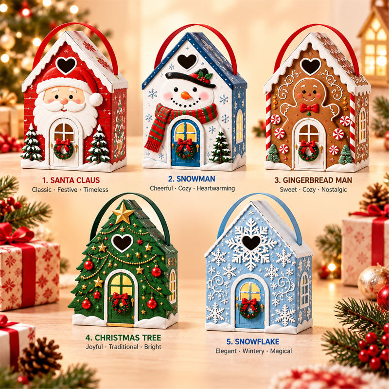 Christmas Cottage Handle Gift Box β 3D Festive Candy & Cookie Gift Packaging Box