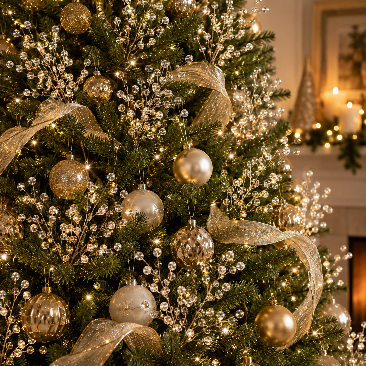 🎄 Clear Crystal Branch Sprays – Sparkling Christmas Tree Decorations