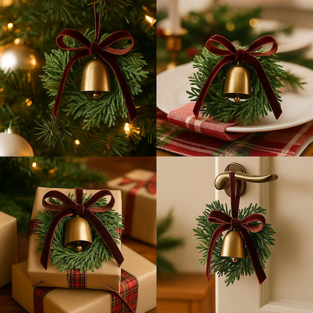 🎄 Vintage Christmas Bell Wreath Ornament