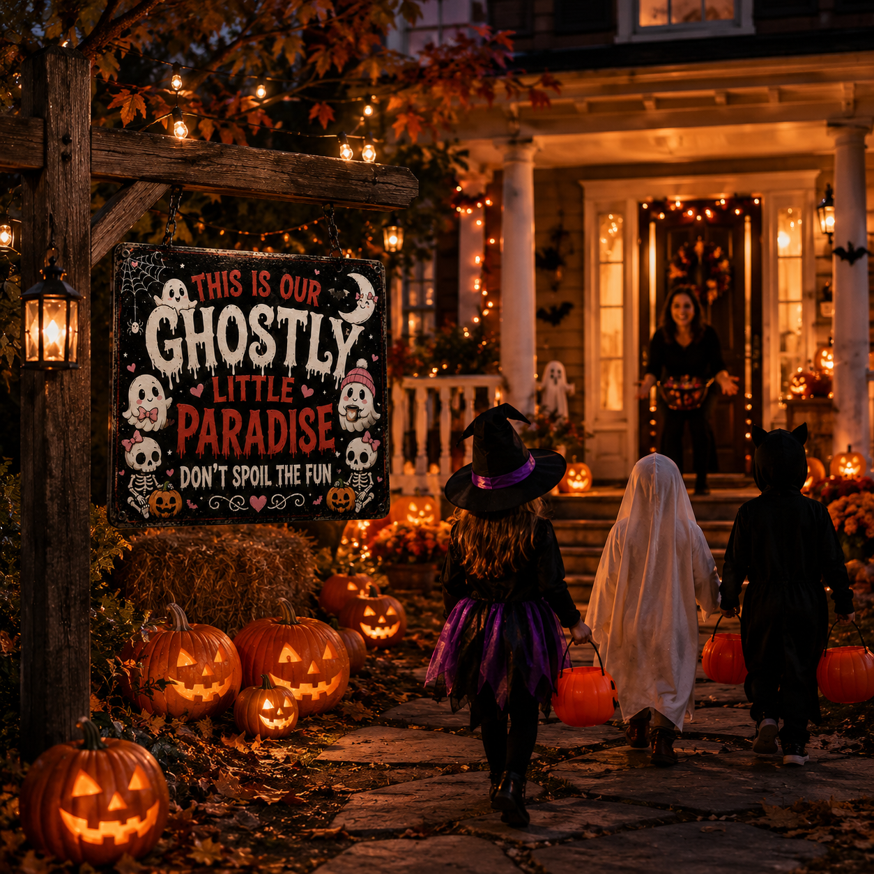 👻 Ghostly Little Paradise Halloween Metal Sign
