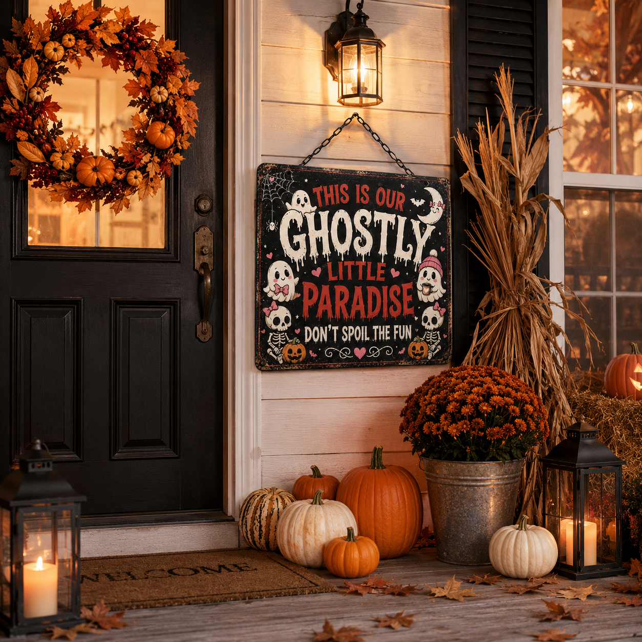 👻 Ghostly Little Paradise Halloween Metal Sign