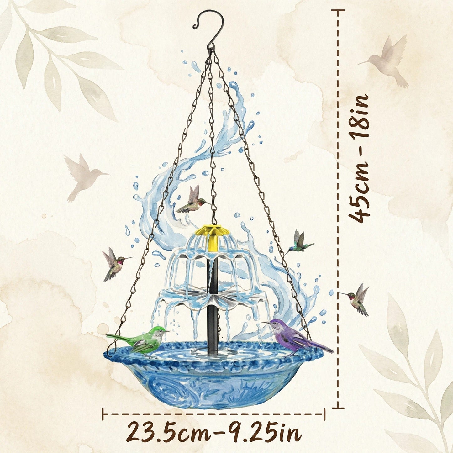 🔥🔥Spring Promotion 50% Off--Solar Cascade Hanging Bird Bath Fountain