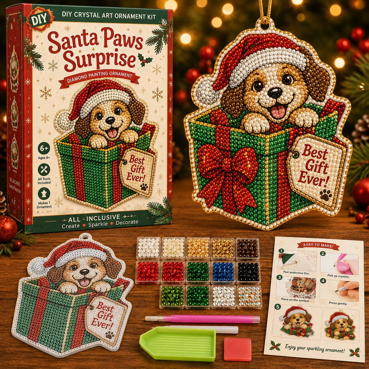 🎄 Funny Christmas Pearl Diamond Art Hanging Ornament Kit