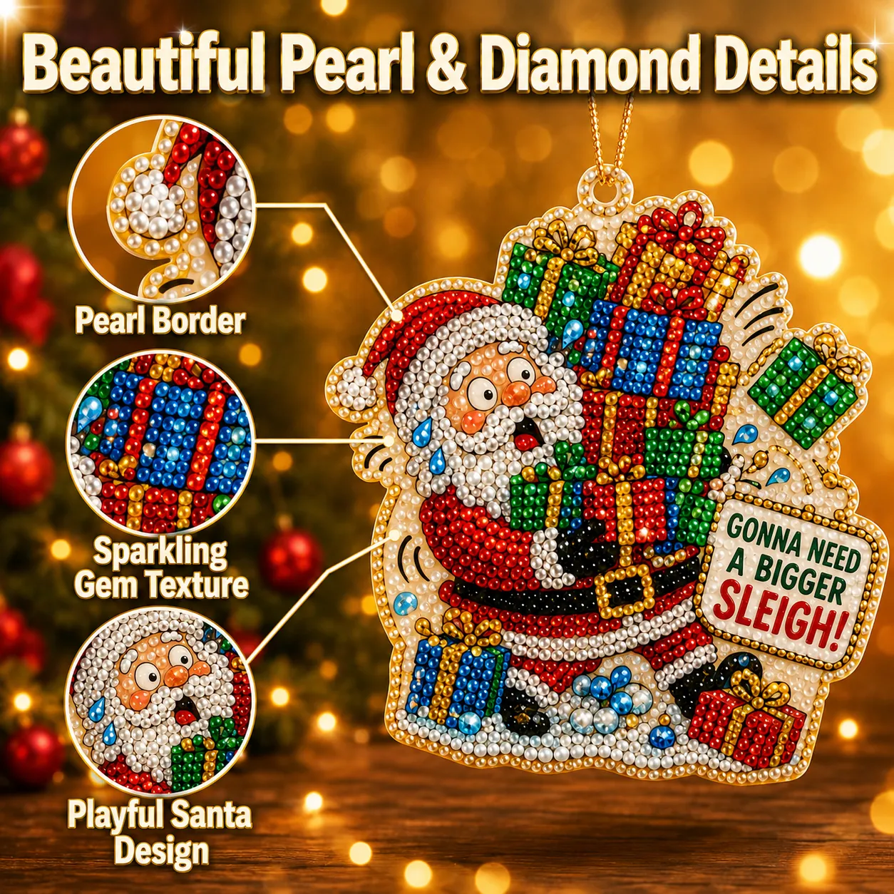 🎄 Funny Christmas Pearl Diamond Art Hanging Ornament Kit