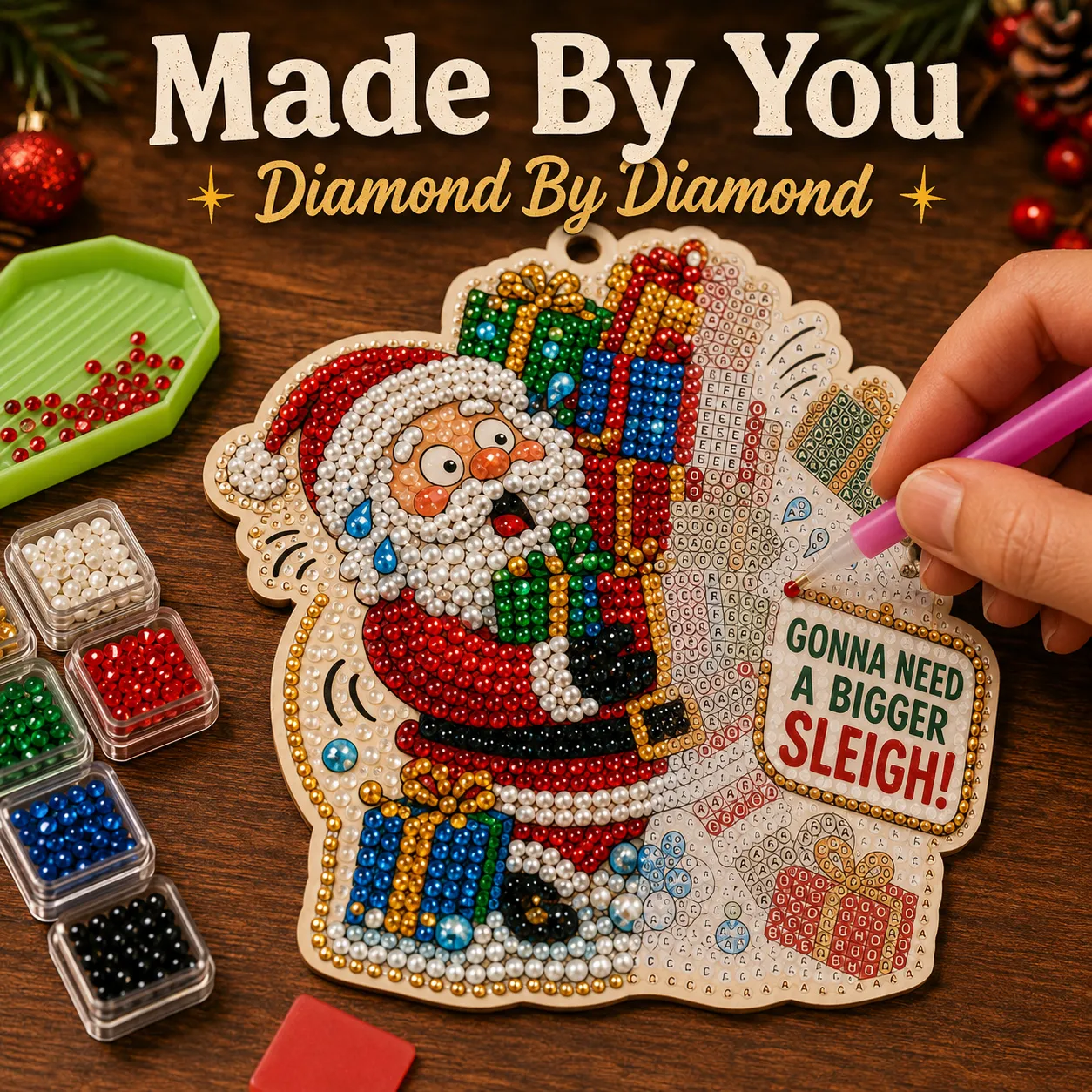 🎄 Funny Christmas Pearl Diamond Art Hanging Ornament Kit