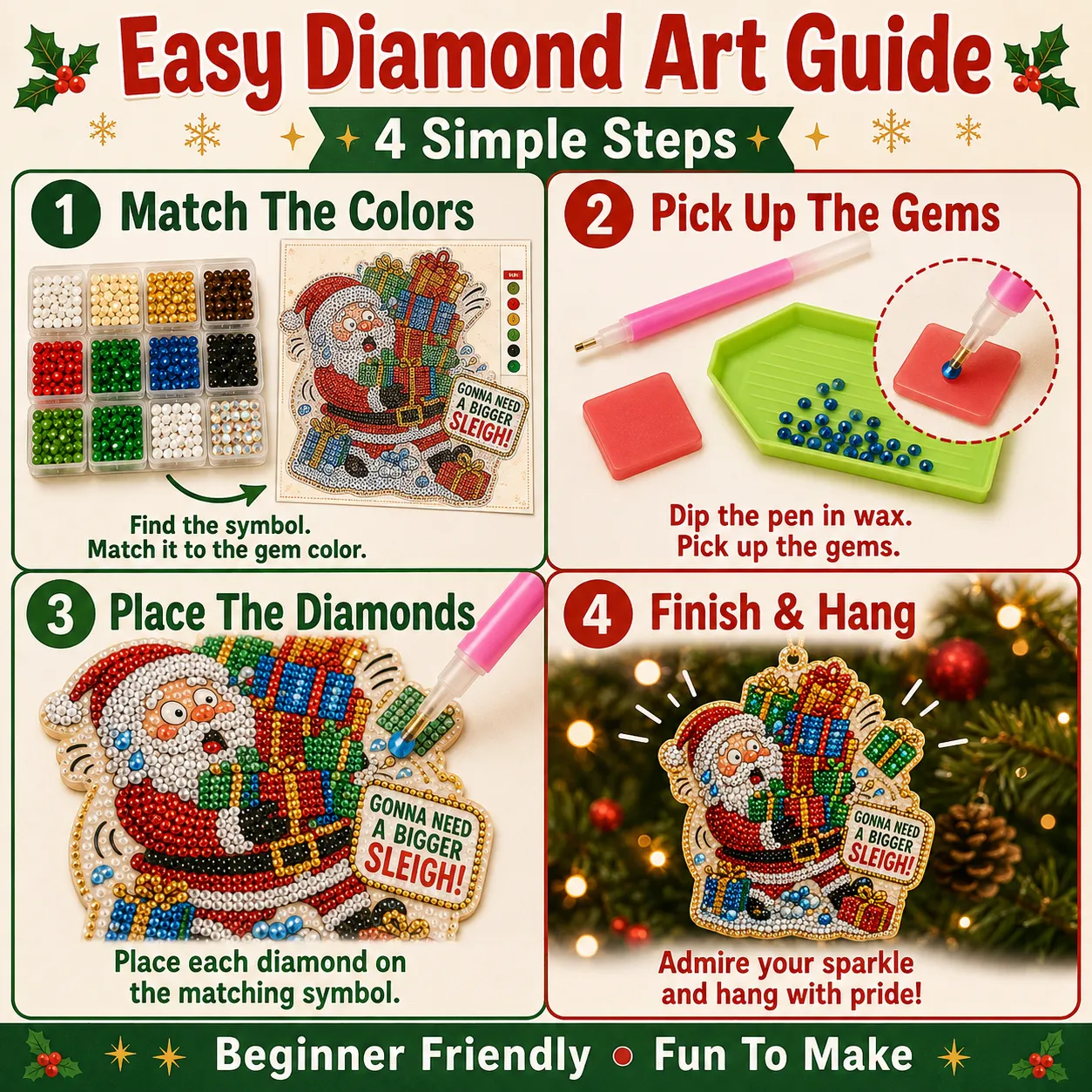 🎄 Funny Christmas Pearl Diamond Art Hanging Ornament Kit
