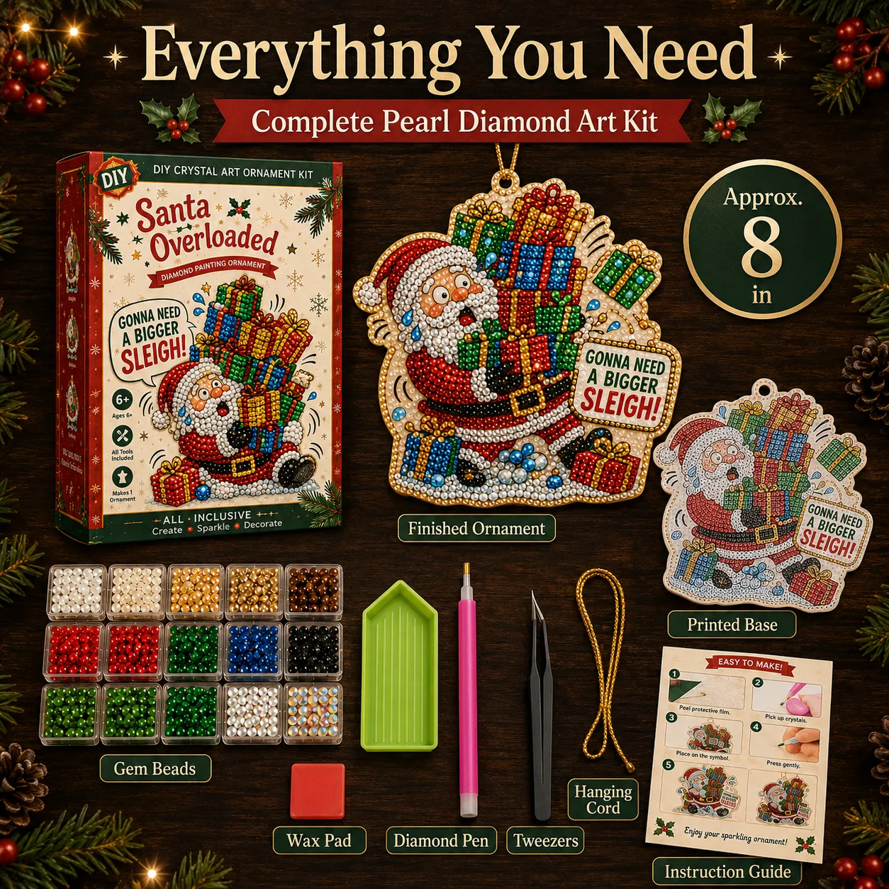 🎄 Funny Christmas Pearl Diamond Art Hanging Ornament Kit