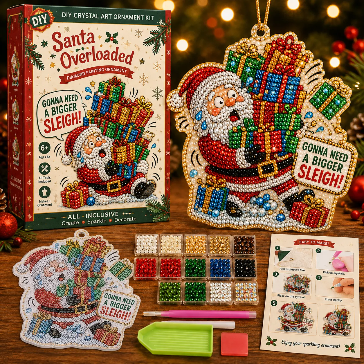 🎄 Funny Christmas Pearl Diamond Art Hanging Ornament Kit