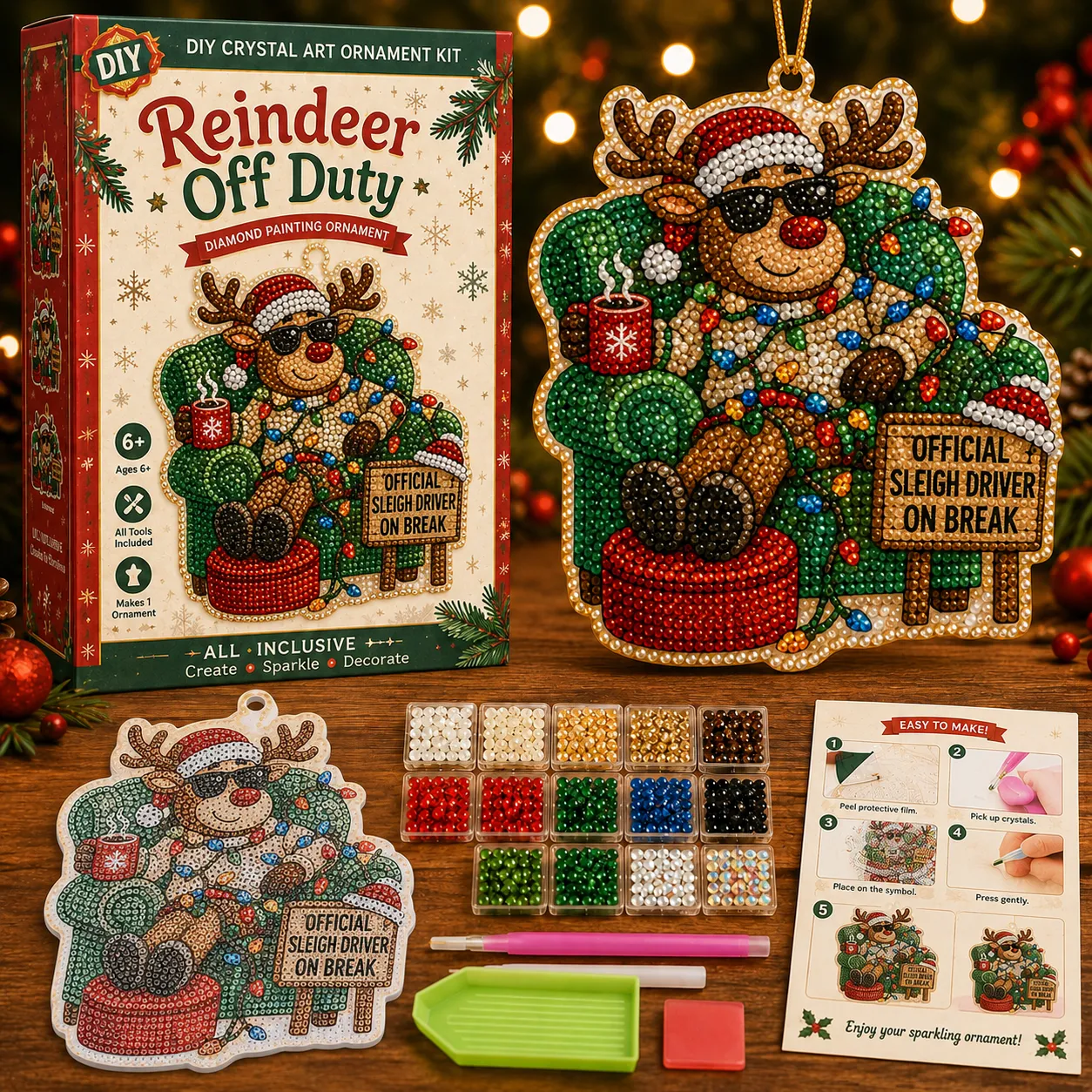 🎄 Funny Christmas Pearl Diamond Art Hanging Ornament Kit