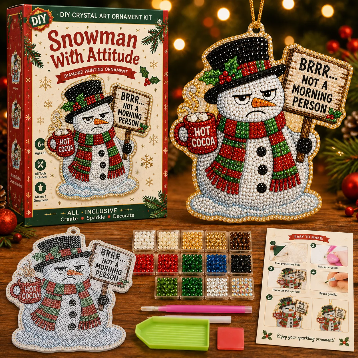 🎄 Funny Christmas Pearl Diamond Art Hanging Ornament Kit