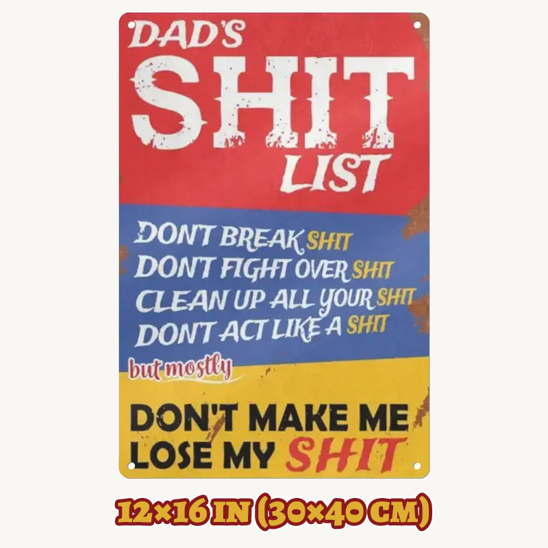 Dad's List of Rules