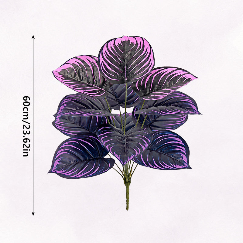 Artificial Purple Calathea Plant – Gothic Fall & Halloween Faux Plant