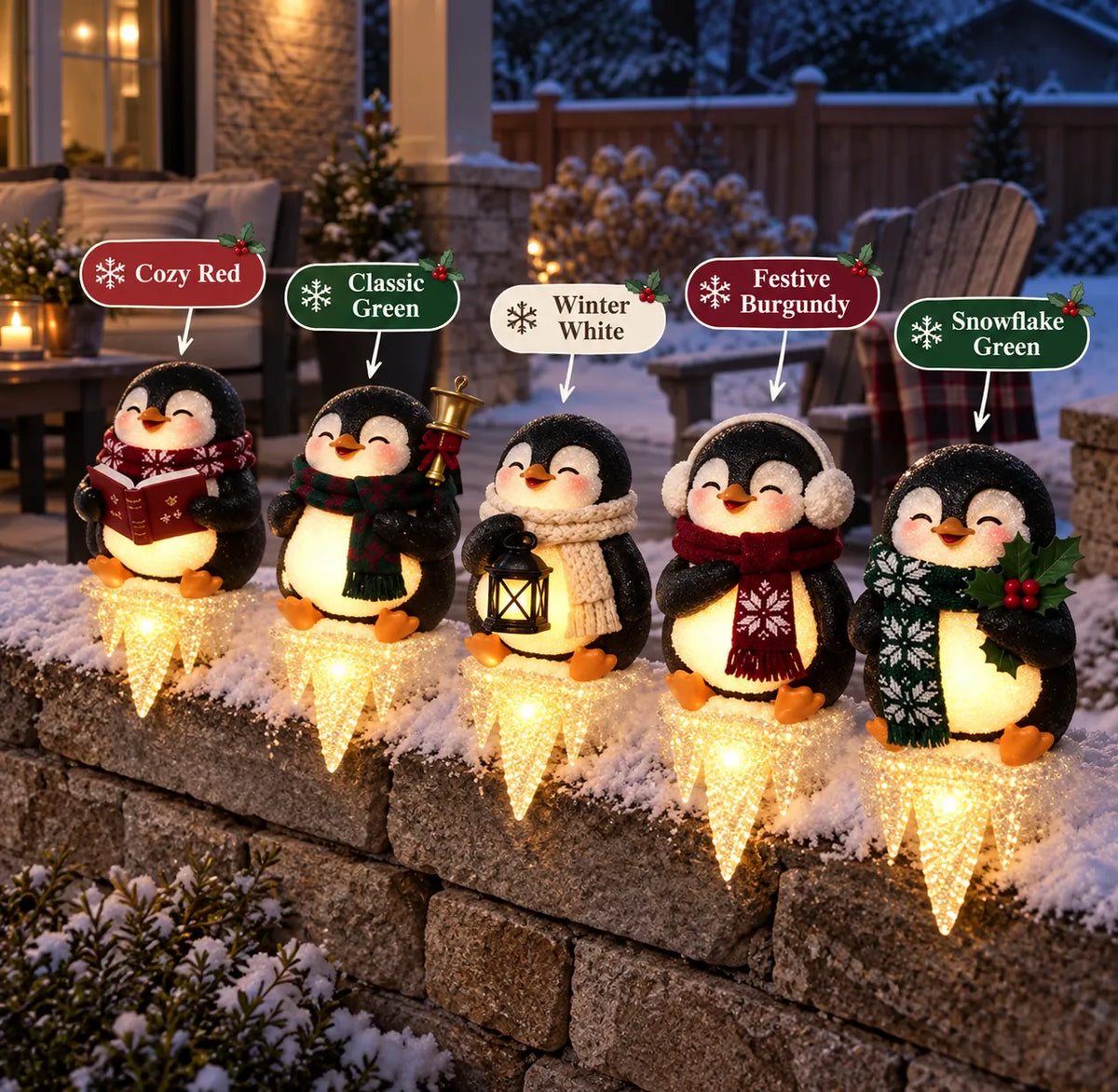 🎄Lighted Penguin Icicle Window Ledge Set