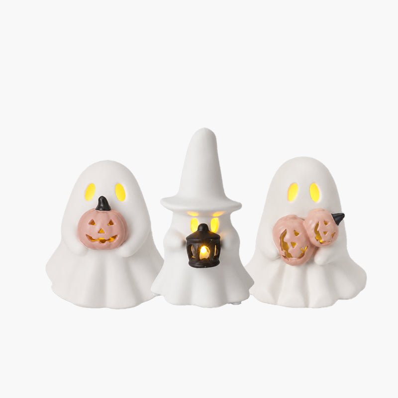 Luminous Ghost Ornament Set – Cozy Halloween LED Desktop Decor