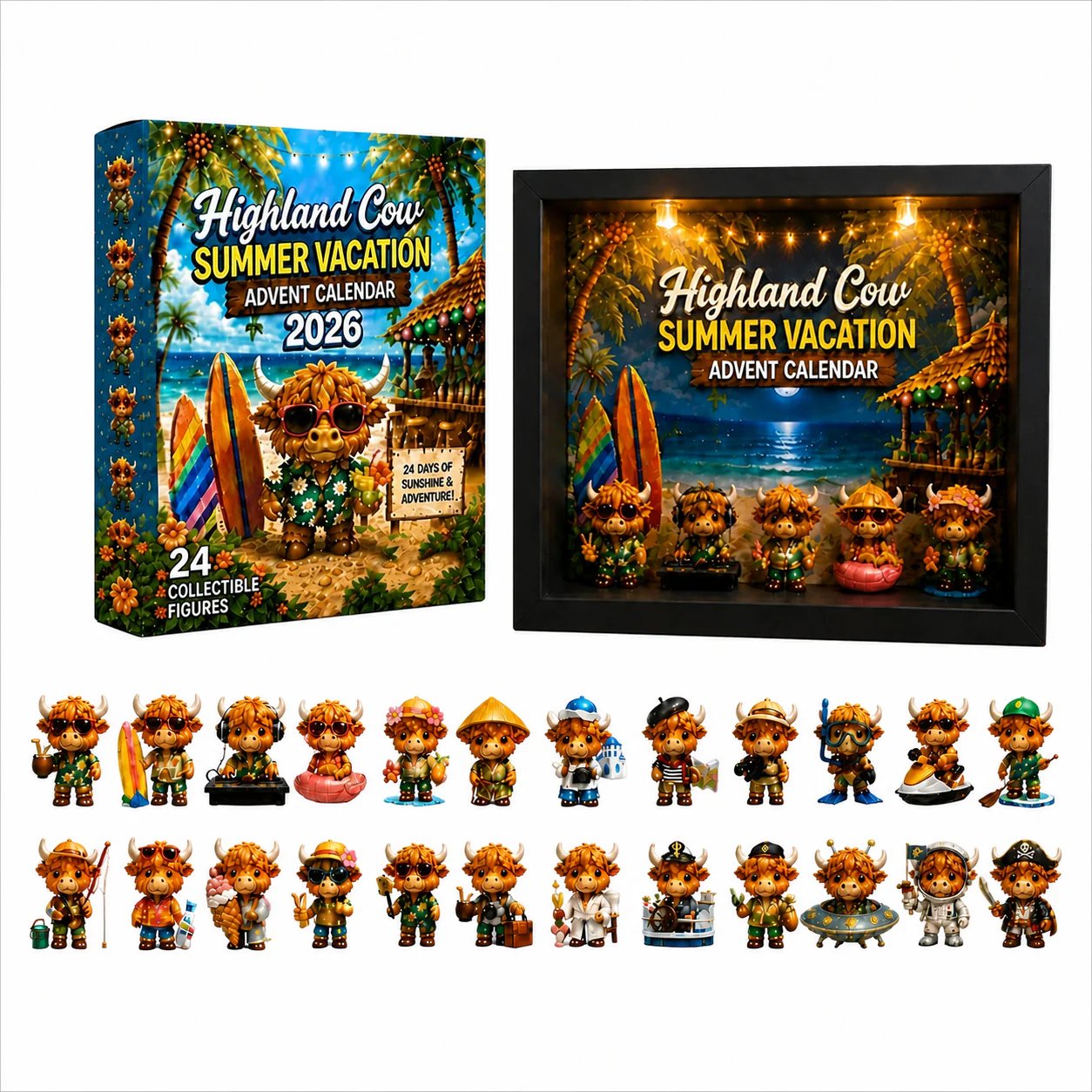 Highland Cow Summer Vacation Advent Calendar 2026🔥We solemnly guarantee that we only sell 3D styles.🔥