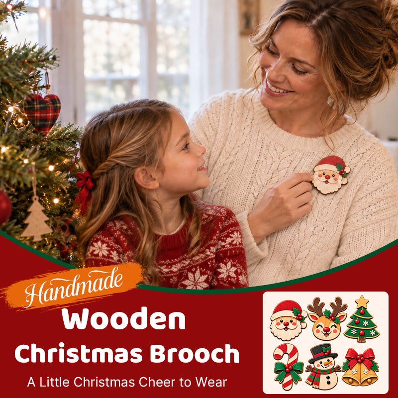 Handmade Wooden Christmas Brooch
