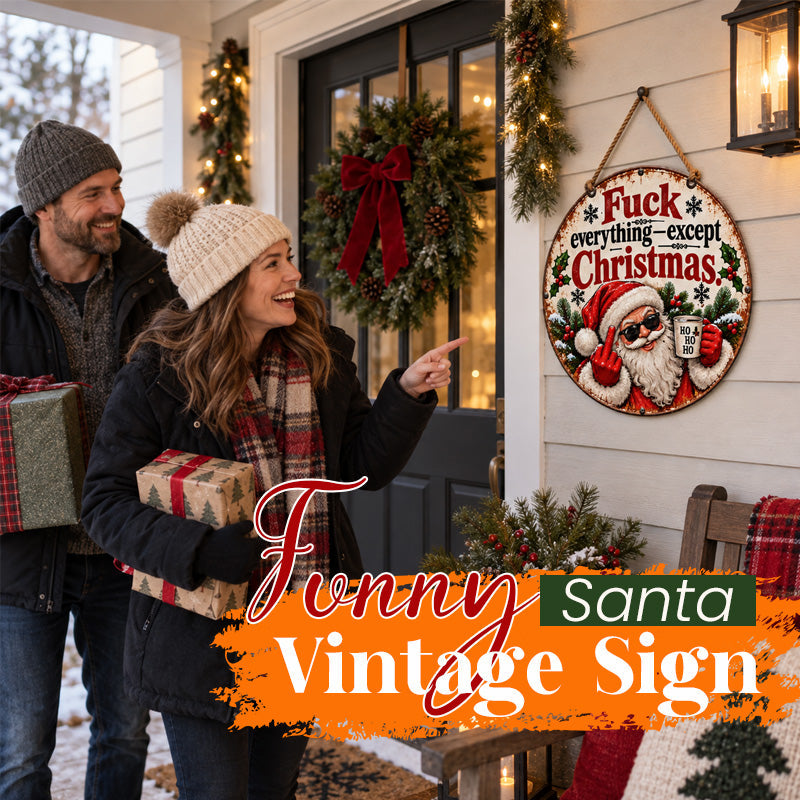 Funny Santa Vintage Sign