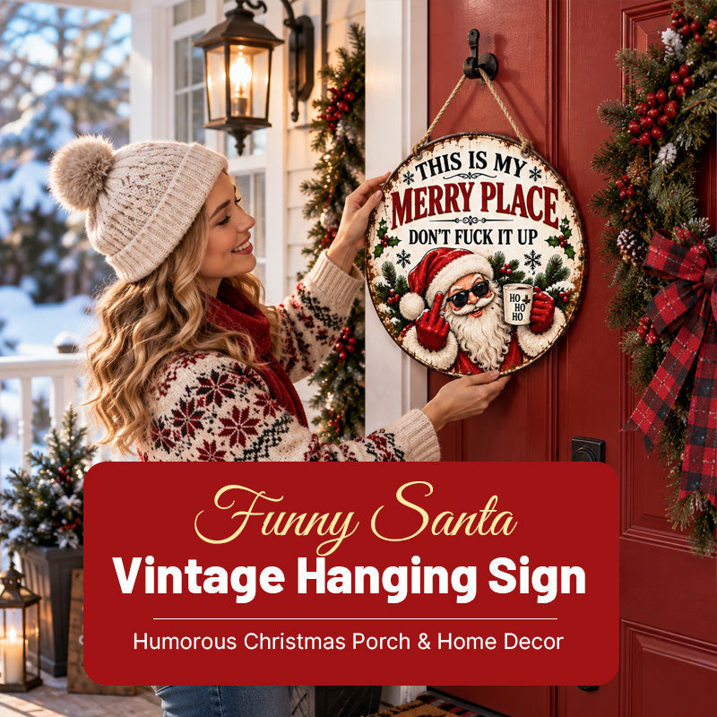 Funny Santa Vintage Hanging Sign