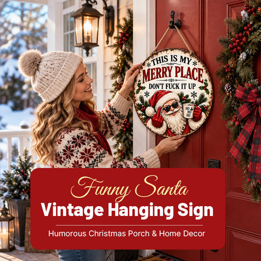 Funny Santa Vintage Hanging Sign