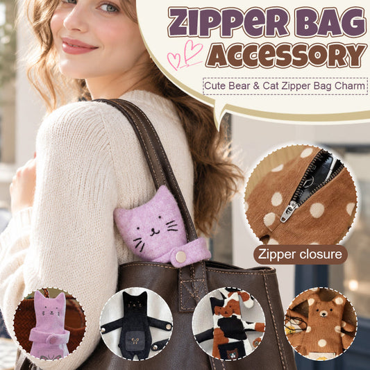 Hugging Cat & Bear Zipper Pouch Bag Charm