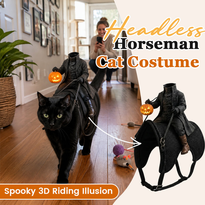 Headless Horseman Cat Costume – Spooky 3D Horse Riding Illusion