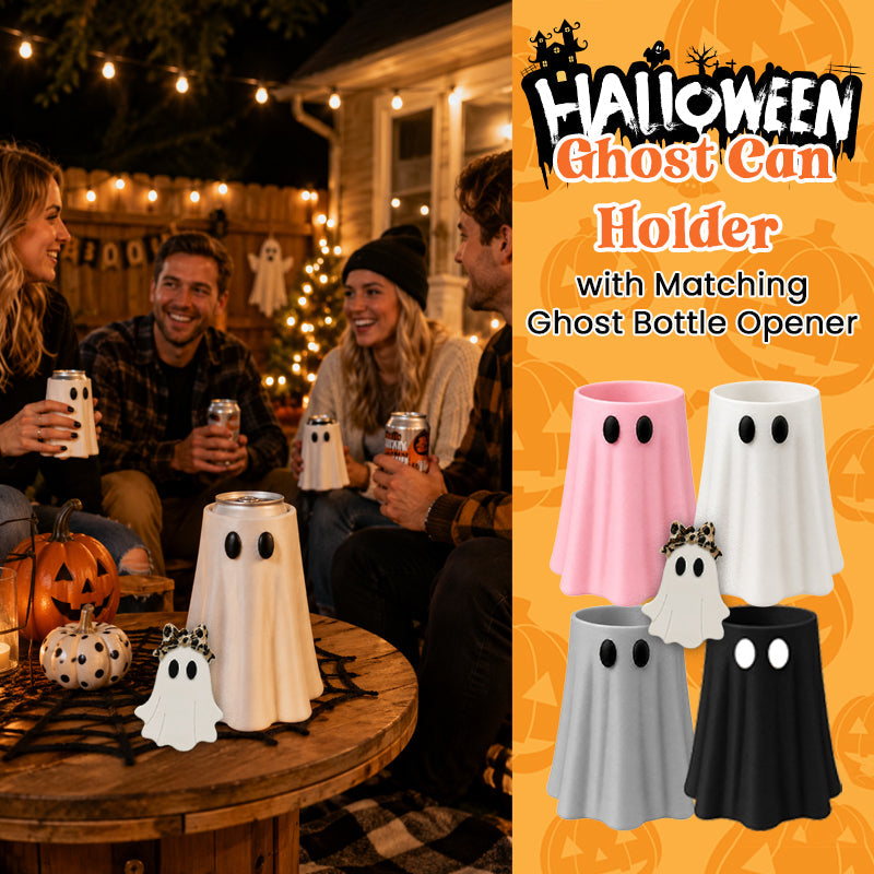 Halloween Ghost Can Holder with Matching Ghost Bottle Opener
