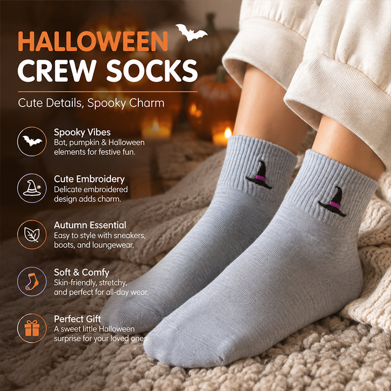 Halloween Bat Pumpkin Embroidered Socks(Buy 1 pair, get 1 pair free)